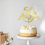 50th Anniversary Cake Topper Gold Glitter,50th Birthday Cake Decoration，50th Anniversary Party Decorations，50th Anniversary Wedding Party Cake Decoration Supplies (Acrylic gold)