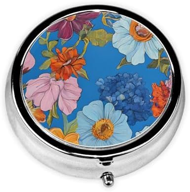 (Hello Hawaii) Round Pill Box,3 Compartment Pill Box Mini Decorative Pocket Purse Portable Travel Medicine Tablet Vitamin Holder Organizer Pill Case