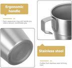 NUOBESTY Stackable Double Wall Stainless Steel Coffee Mugs and Tea Cups Set 300ml Insulated Drinking Cups with Handle with Rack Spill-resistant Hot and Cold Beverage