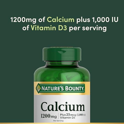 Nature's Bounty Calcium 1200 mg with 1000 IU Vitamin D3 - Bone Health Softgels, Calcium and Vitamin D Supplement, Gluten Free, 2 Softgels per Day, 120 ct (Pack of 1)