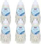 LOLA Refill for Cotton Floor Wet String Mop, 6 Pack, Absorbs up to 3X its Weight in Water, Heavy Duty & Super Absorbent for Floor Cleaning