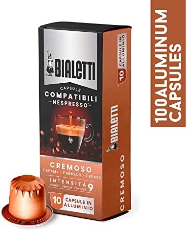 Bialetti Aluminum Nespresso Compatible Capsules - 100 count CREMOSO Espresso Pods compatible with Nespresso Machines