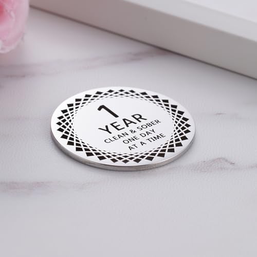 Ukodnus 1 to 11 Months Sobriety Coin, 1 to 30 Years Sober Coin, Clean & Sober One Day at a Time, Recovery Token, AA Anniversary Medallion Chip Gifts, Alcoholics Anonymous