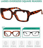 Eyekepper 4 Pack Stylish Reading Glasses Women - Oversized Square Readers Tortoise