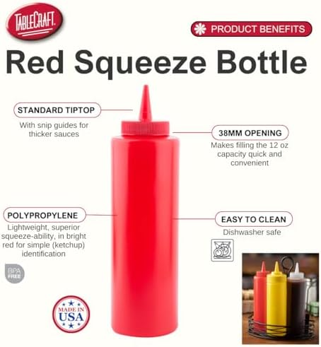 TableCraft Nostalgia 2-Piece Ketchup and Mustard Dispenser Set, 12-Ounce, Red/Yellow