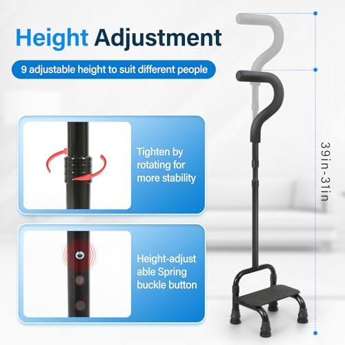 Adjustable Stair Climbing Assist Cane for Seniors, Half Step Stair Walker Aid for Walking Up Down, Portable Stair Lift Cane, Stability Walking Sticks - Step Stair Assist Device for Safety & Mobility