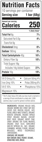 CLIF BAR - Energy Protein Bars - Oatmeal Raisin Walnut - Made with Organic Oats - Energy Bars - Non-GMO - (10 Pack)