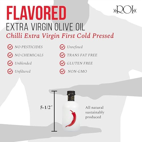 ROI Chili Infused Olive Oil - 100% Natural Flavored Italian Gourmet Extra Virgin Olive Oil Made in Italy, Cold Pressed with Real Chili Peppers, 8.45 fl oz (250 ml)