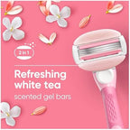 Gillette Venus ComfortGlide White Tea 4 count, with Gillette Venus ComfortGlide plus Olay 2 count, Women's Razor Blade Refills