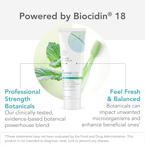 Biocidin Dentalcidin Fluoride Free Teeth Whitening Toothpaste for Adults - Plant-Based Toothpaste - Promote a Healthy Oral Microbiome, Remove Biofilm Plaque (3 Oz)