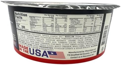 PhoLicious Instant Beef Pho, Authentic Vietnamese Rice Noodle Soup Kit with Spices & Broth Mix, Ramen Noodles Alternative, Quick Microwave Meal - Pho Noodles Bowl - Beef Flavor (4 Pack)
