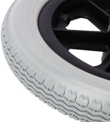 2-pack 12 Inch Solid Tire Construction Premium Plastic Spoked Wheel (grey), 12 Inch Wheelchair Wheel Replacement for Manual Wheelchairs, Sturdy Hard Rubber Tire & Mobility Aid Accessories