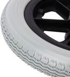 2-pack 12 Inch Solid Tire Construction Premium Plastic Spoked Wheel (grey), 12 Inch Wheelchair Wheel Replacement for Manual Wheelchairs, Sturdy Hard Rubber Tire & Mobility Aid Accessories