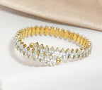 Rhinestone Cuff Bracelet Cubic Zirconia Tennis Bracelets Open Adjustable Elastic Bangle for Women