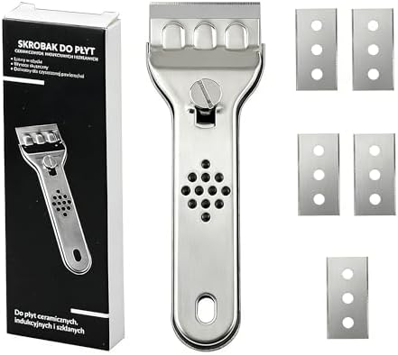 Multifunctional Stainless Steel Cleaning Scraper, Heavy Duty Handheld Scraper Tool with Sharp Blade, Sturdy Cleaning Knife for Removing Stains, Grease, and Adhesives from Kitchen, Stove, and Surfaces