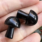 5Pcs Mini Mushroom Shaped Gemstone Statue Figurine, Carved Crystal Stone Mushrooms Crafts for Healing Chakra Reiki Balancing Home Decoration, Black Obsidian