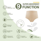 BATTEWA Incontinence Underwear for Women,Leak Proof Underwear Washable Absorbency Cotton Panties Bladder Leakage Protective 50ML(Beige,Large,3-Pack)