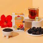 Twinings Superblends Immune Support+ Zinc Blackberry Flavoured Hibiscus & Elderberry Herbal, Naturally Caffeine-Free, 16 Tea Bags (Pack of 1), Enjoy Hot or Iced