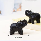 2.1 Inch Black Obsidian Elephant Crystals Decor, Healing Crystal Cute Figurines, Black Elephant Gemstones Decorations Statue, Lucky Reiki Stones in Home Office Meditation Gift for Women Men
