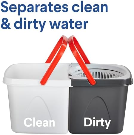 Clorox Nesting Spin Mop - Two-Bucket System, Easy Fill & Empty, Powerful Cleaning, Hex Design Mop Head, Spinning Handle