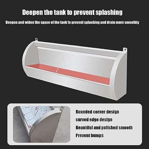 Men Urinal Wall Mounted Stainless Steel Urinal, Commercial Urinal Lengthened 100CM with Drain Pipe, Space-Saving Toilet Mens Urinal, for Schools, Hospitals, Bars, and Public Places