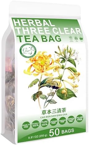Plant Gift Herbal Three Clear Tea Bag 8.81oz (5g*50bags) Barley, dandelion, orange peel, mint, Chinese Pure Nature, Health Care Mixed Tea, Combination of Floral Tea 250g 草本三清茶