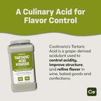 Coolinario Tartaric Acid Powder - 1 Gal (5.8 lbs) Food Grade Natural Acidulant for Wine, Baking & Candy | Enhances Flavor & Adjusts Acidity | Ideal for Cream of Tartar, Confections & pH Balancing