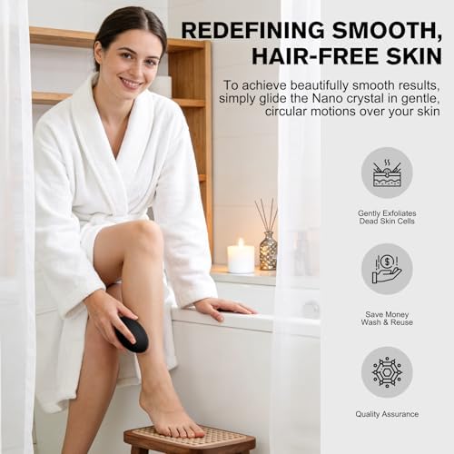 FERYES Nano Crystal Hair Remover with Upgraded Grinding Surface -Reusable Crystal Hair Eraser- Portable - Compact Epilator for Legs Back Arms