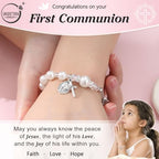 UNGENT THEM Rosary Cross Pearl Bracelet Baptism Communion Catholic Confirmation Easter Gifts for Girls Granddaughter Daughter Niece