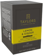Taylors of Harrogate Lemon & Ginger, Herbal Tea, Individually Wrapped Bags, 20 Count (Pack of 1), Cleansing, Invigorating and Citrussy, Caffeine-Free, Enjoy Hot or Iced, 20 Teabags