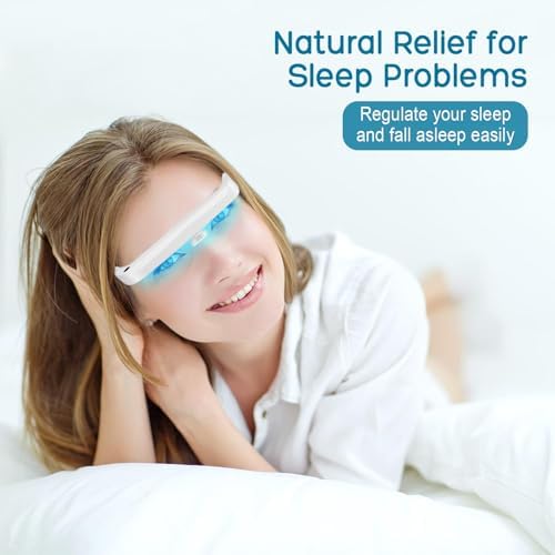 Light Therapy Glasses, Blue-White UV-Free Light Therapy, Portable Daylight, Wearable Sunlight, Boost Energy, Relief for Sleep Problems, Jet Lag, Equivalent to 10000 Lux