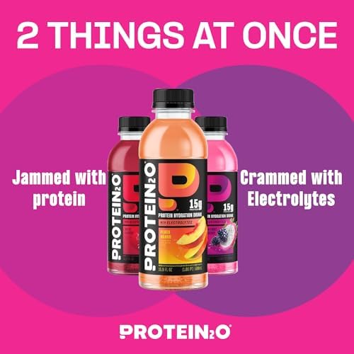 Protein2o Hydration Drink - 2-in-1 Liquid Clear Whey Protein Isolate and Electrolyte Drink - 15g Protein, Vitamins B5, B6 - Post-Workout Recovery - 16.9 Fl Oz - 12 Count Flavor Fusion Variety Pack