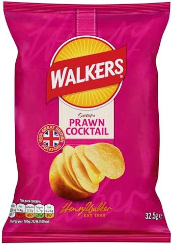 Walkers Prawn Cocktail Crisps Box, 32.5 g (Pack of 32)