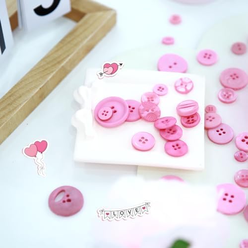 350-400PCS Valentines Day Pink Buttons for Valentines Day Party Decoration DIY Crafts Wedding Gift