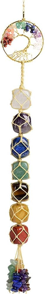 Tree of Life Handmade 7 Chakras Stones Healing Crystals Tree of Life Hanging Ornament for Home Decor
