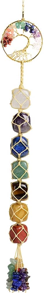 Tree of Life Handmade 7 Chakras Stones Healing Crystals Tree of Life Hanging Ornament for Home Decor