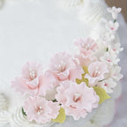 Sugar Blossom Cake Spray – Gumpaste Flowers for Cake Decorating – Soft Pink Cherry Blossoms with Green Leaves – 1 Count by Chef Alan Tetreault