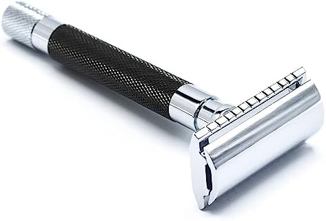 Parker 56R Heavyweight Double Edge Safety Razor with 5 Parker Premium Platinum Stainless Steel Razor Blades – Classic 3 Piece Design (Graphite)
