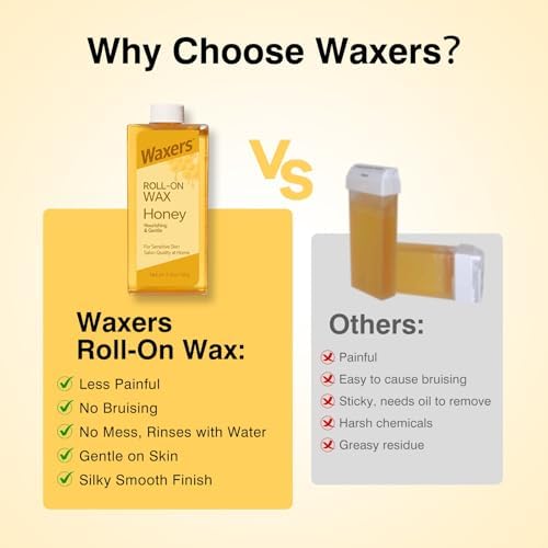 Roll on Wax Refill for Hair removal Honey at Home Sugar Roller Waxing Cartridges for Sensitive Skin Depilatory Soft Wax for Legs Arms & Body 5.3oz 150g 4 Pack