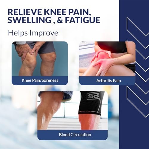 SB SOX Compression Knee Brace - Great Support That Stays in Place - Perfect for Recovery, Everyday Use - Best Treatment for Pain Relief, Meniscus Tear, Arthritis (Solid Black, Medium)