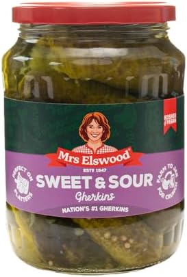 Mrs Elswood - Sweet Sour Cucumbers Pickled with Sweetener - 670g (Case of 6)