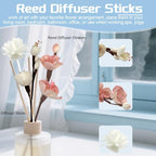 16 Pcs Reed Diffuser Sticks, Natural Rattan Hand Made Flower Reed Fragrance Diffuser Set, Reed Fragrance Diffuser Flowers Refill Replacement Sticks, House Bedroom Office Decor