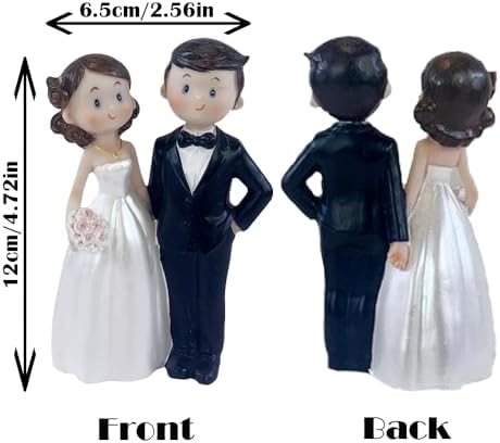 Wedding Resin Cake Topper Bride and Groom Couple Statue Figurine Ornament Gift for Engagement Anniversary Bridal Showers Party Decoration