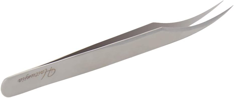 Utoolmart 125mm Professional Stainless Steel Precision Tweezers Dolphin-shaped Tip Tweezers Nipper for lash Extensions Boutique Leather Cover