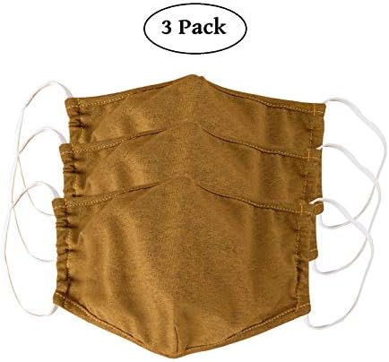 LOFBAZ 3 Pack Adult Cotton Cloth Face Coverings Washable Reusable with Filter Pockets