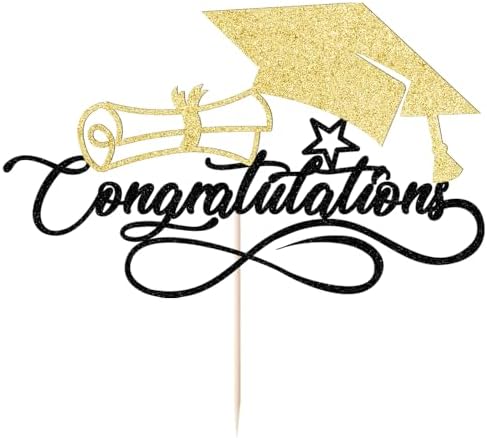 Congratulations Cake Topper,Congrats Cake Topper-2026 Graduation Cake Topper,Congrats Grad Party Cake Decorations for Senior High School College Grad/University Graduation Party (Black gold)