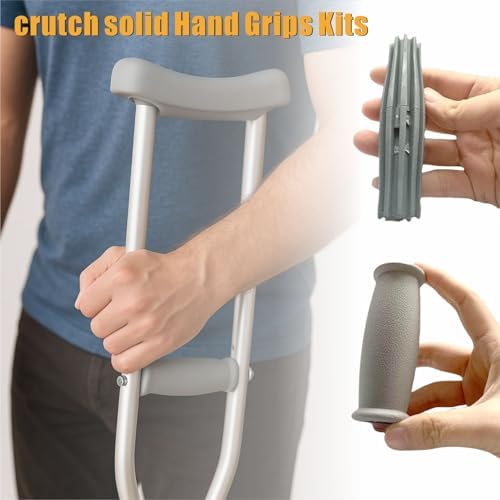 Crutch Solid Hand Grips Kit, Replacement Cushion Handles Medical Drive Cane Crutch Handgrips, 2 Pcs