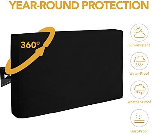 Outdoor TV Cover for 36 to 38 inches LCD, LED, Waterproof, Weatherproof and Dust-Proof TV Screen Protectors with Cleaning Cloth (38 inch,Black)