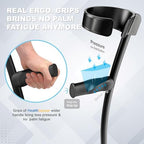 HEALTHBAZAAR Forearm Crutches for Adults, Foldable and Height Adjustable Elbow Crutche with Ergonomic Handgrips, All Terrain Tip & Slip-Resistant Base, Magnetic Grip