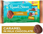Russell Stover Milk Chocolate Caramel Eggs - Pack of 6 - Delicious Caramel Center with a Tasty Chocolate Shell - Perfect for Easter Baskets